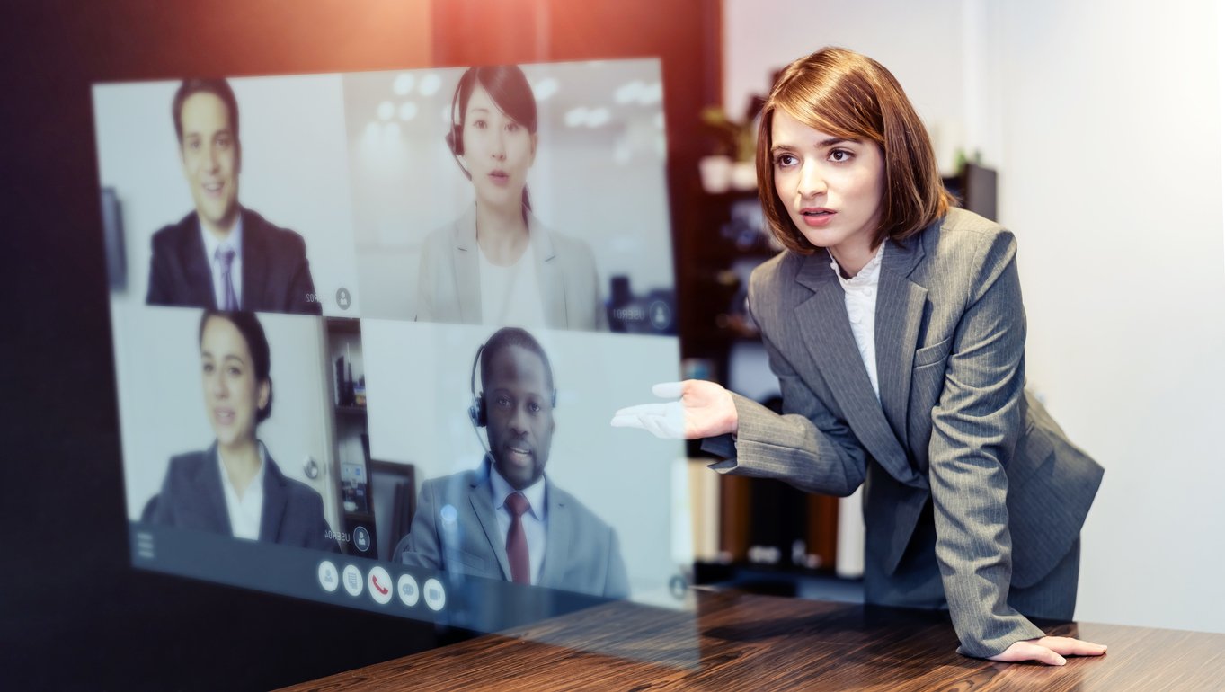 Woman leading video call