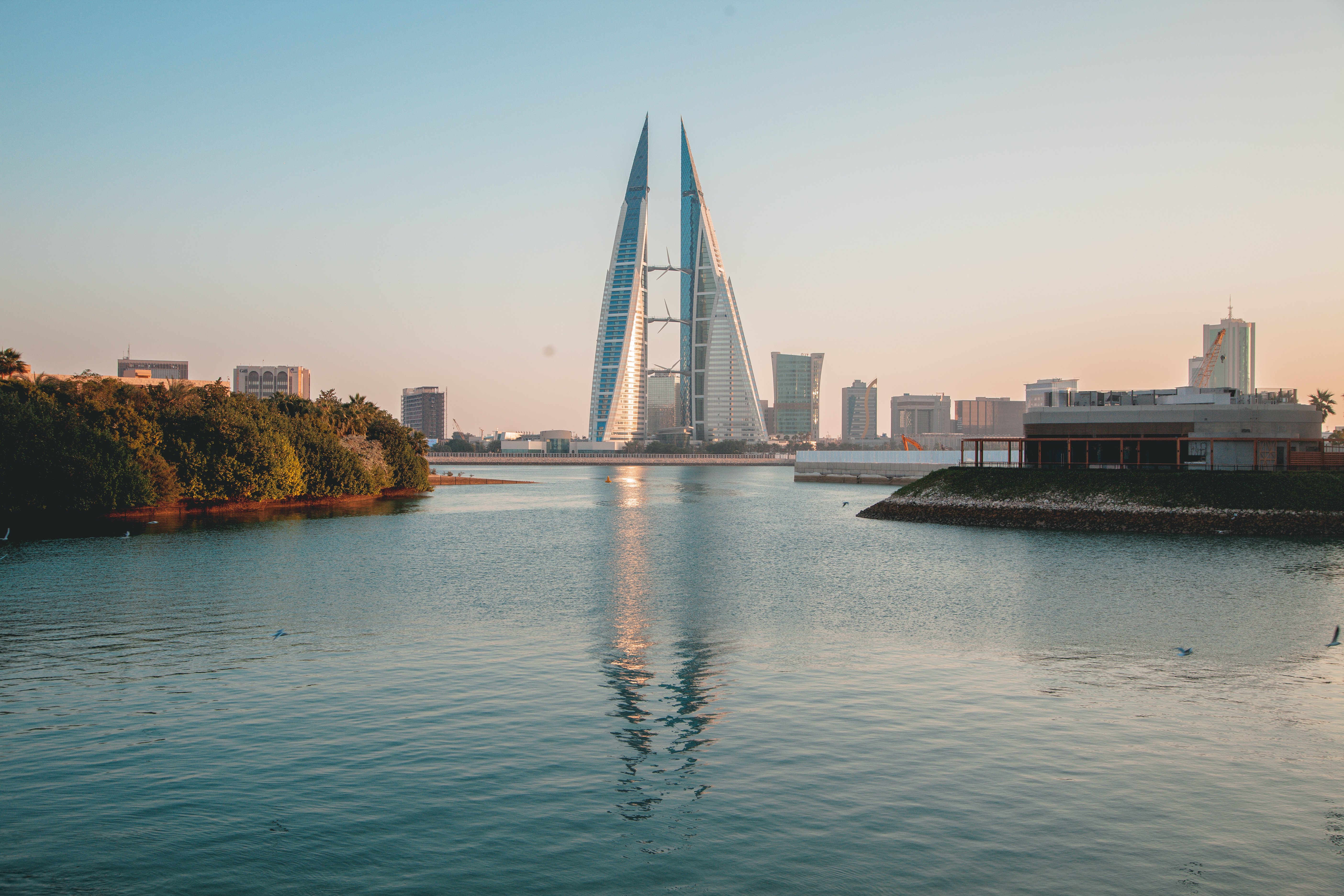 The twin towers of the World Trade Centre in Manama, Bahrain