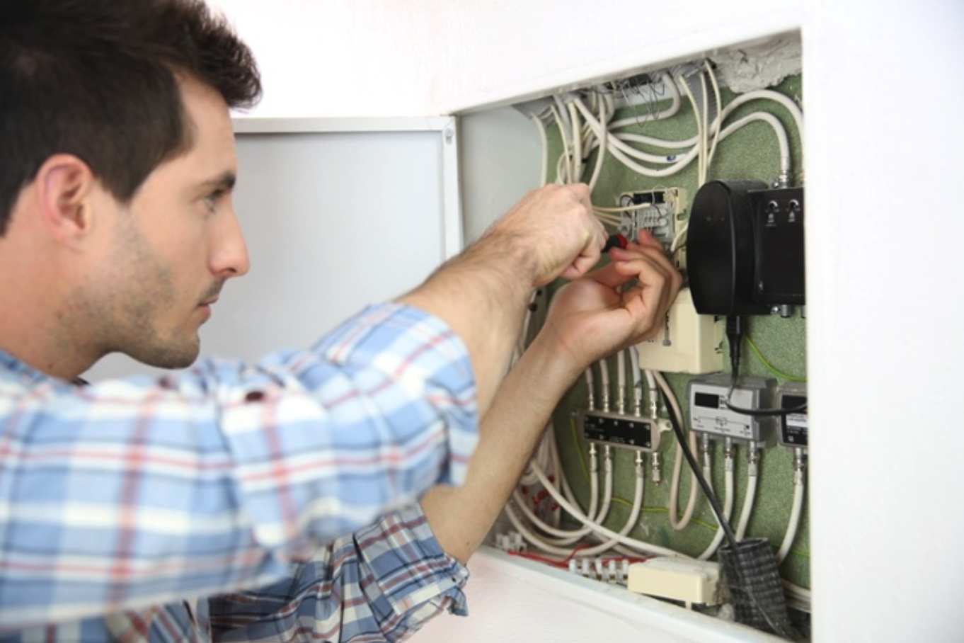 Electrician working on a circuit