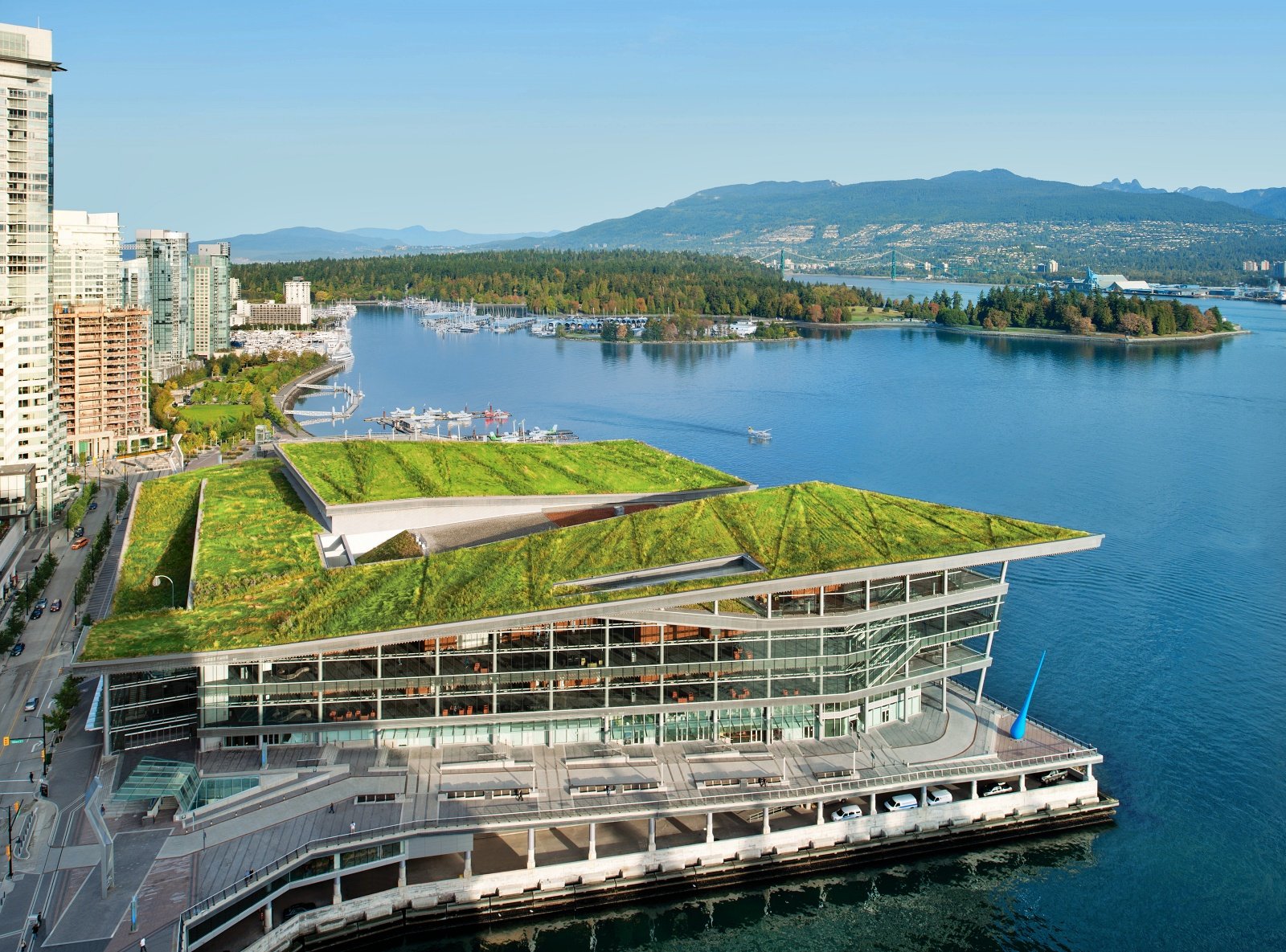 Vue du toit vert du Vancouver Convention Centre West