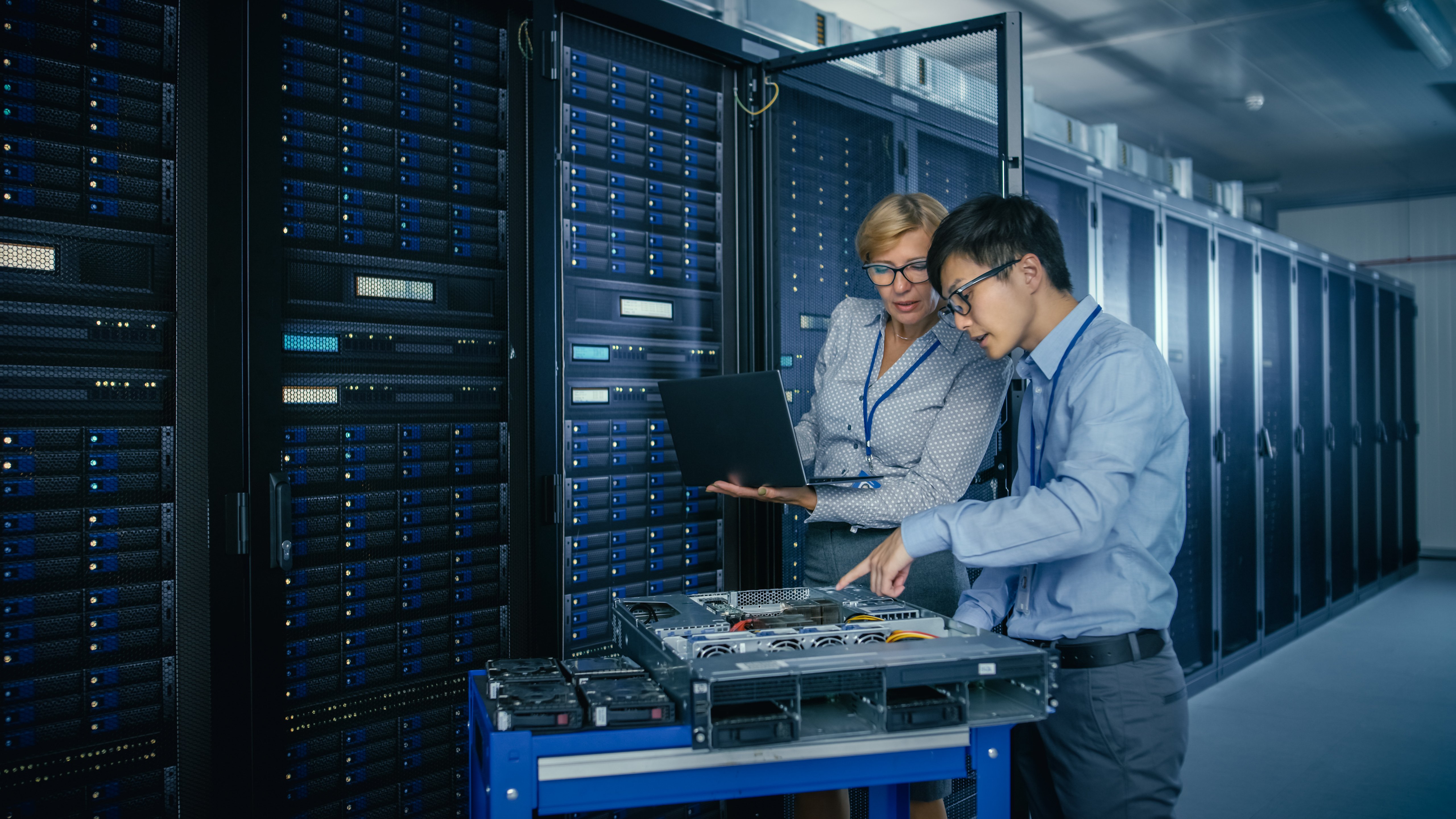 Instructor and student in data centre