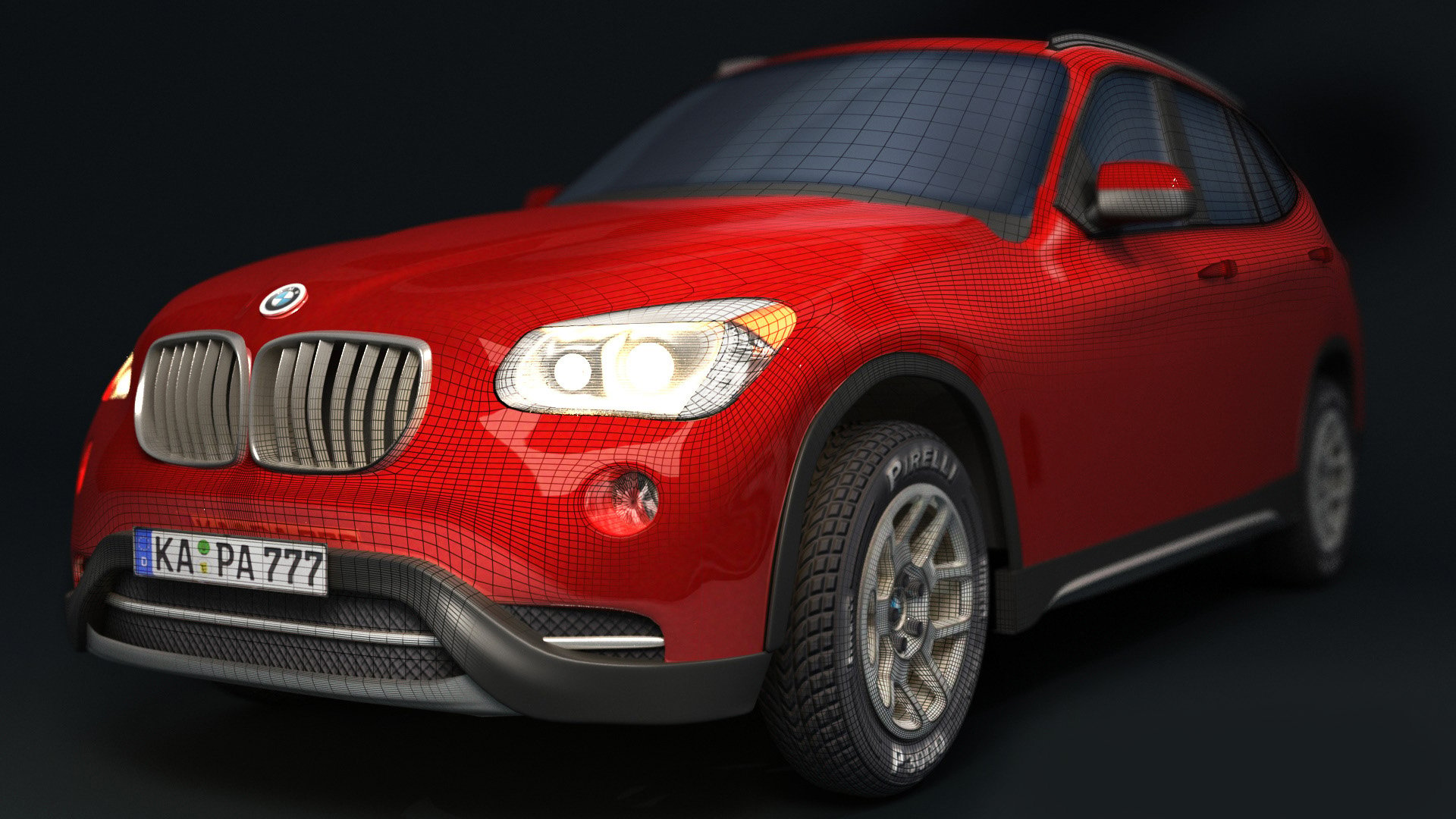 3D image of a red BMW