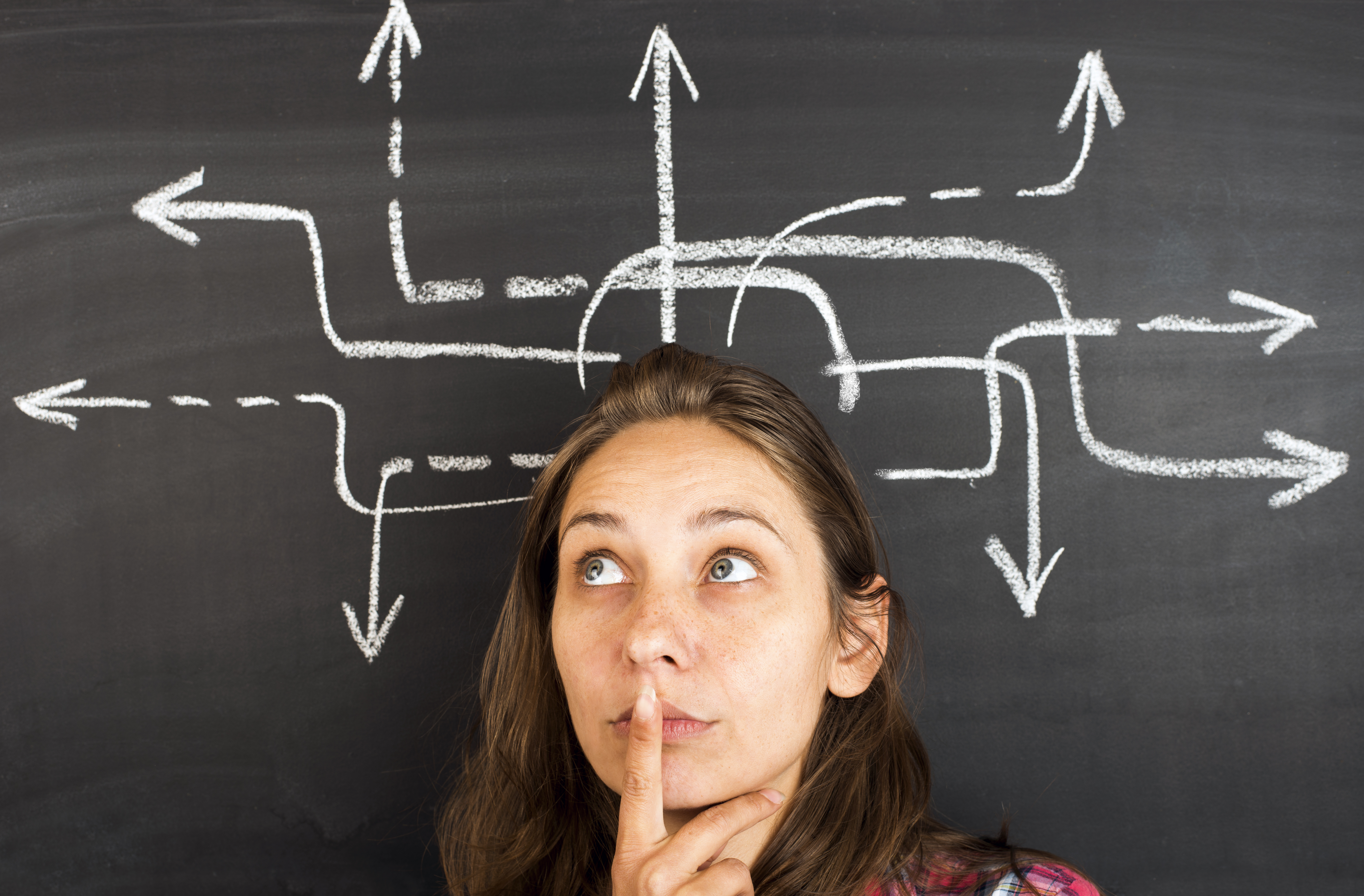 Illustration of a woman trying to make a decision