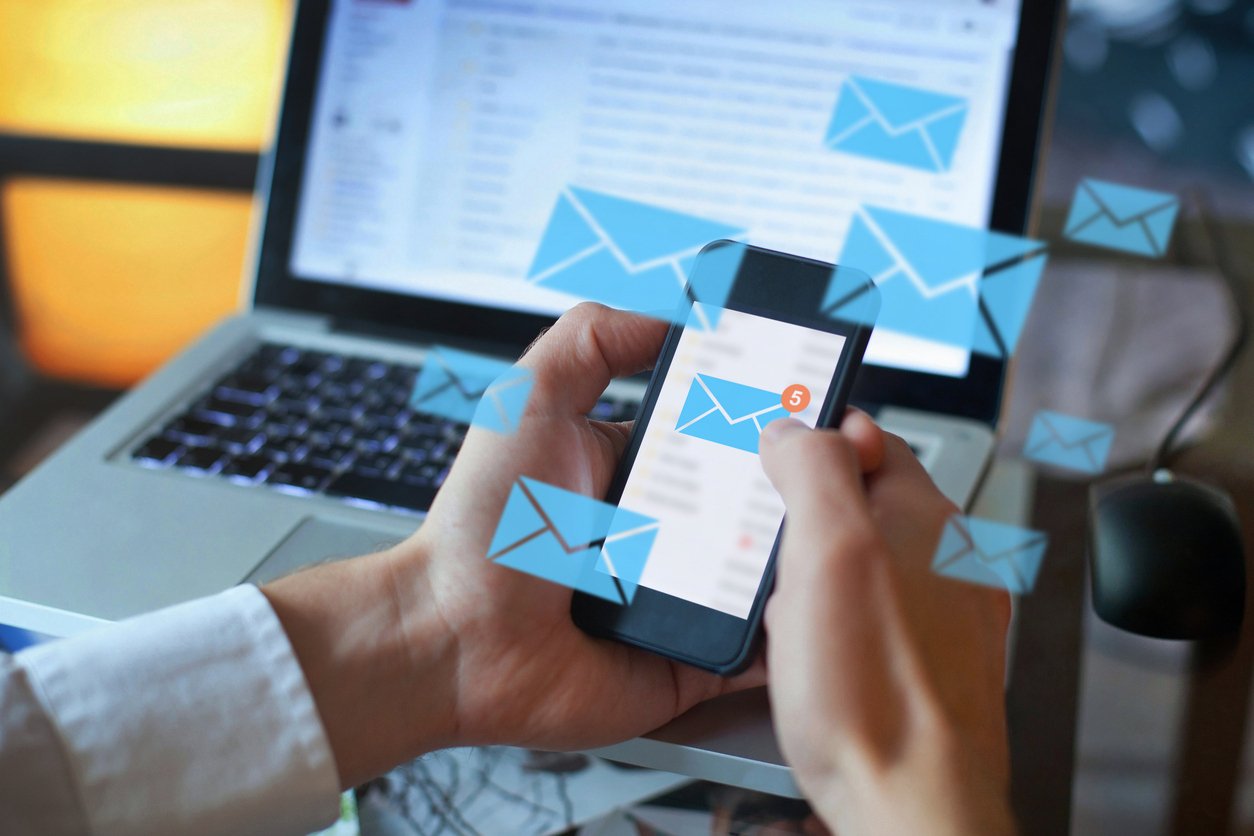 Person reading email on smartphone