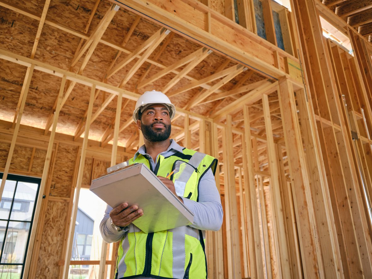 Construction manager on a work site
