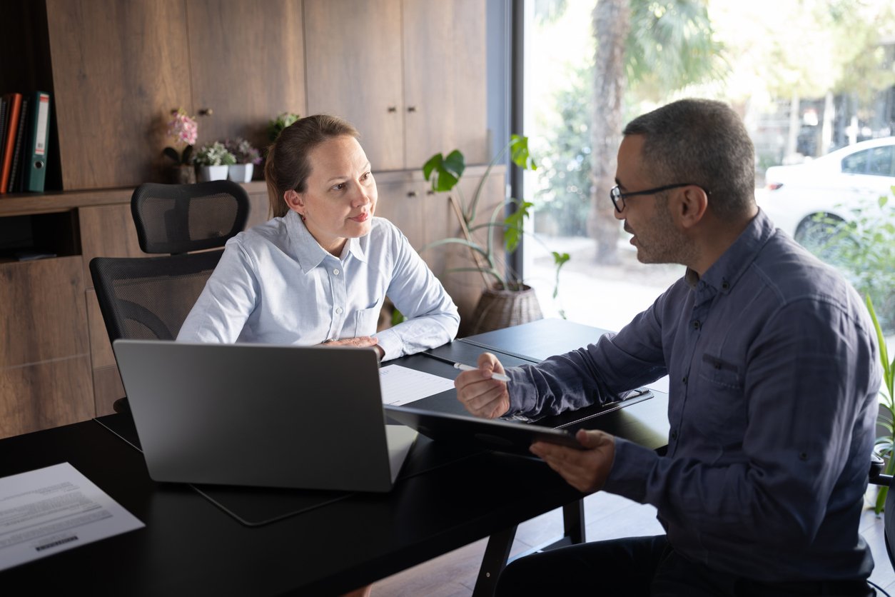 Lawyer and legal assistant working together