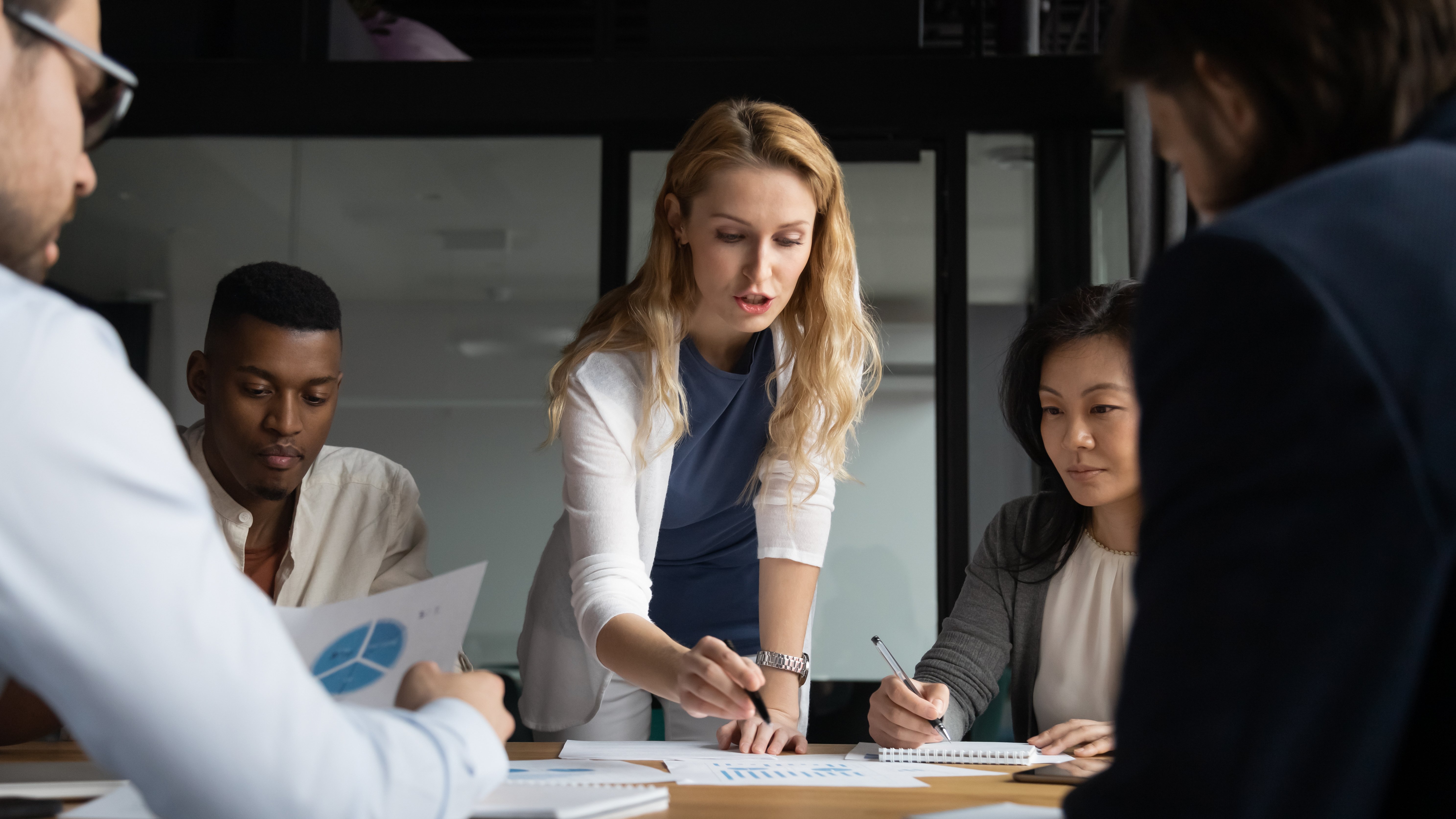 Businesswoman leading a meeting