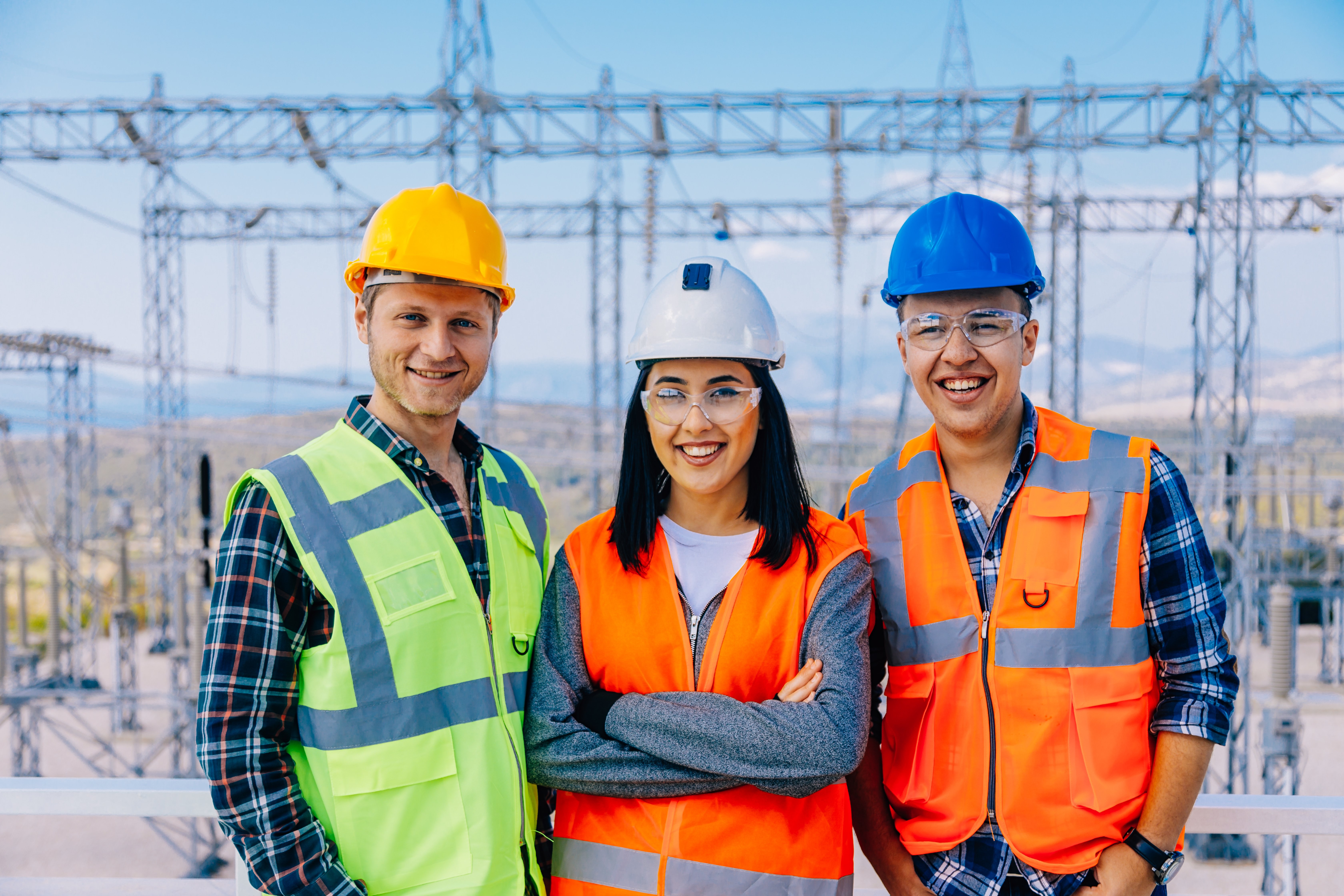 Group of smiling tradespeople