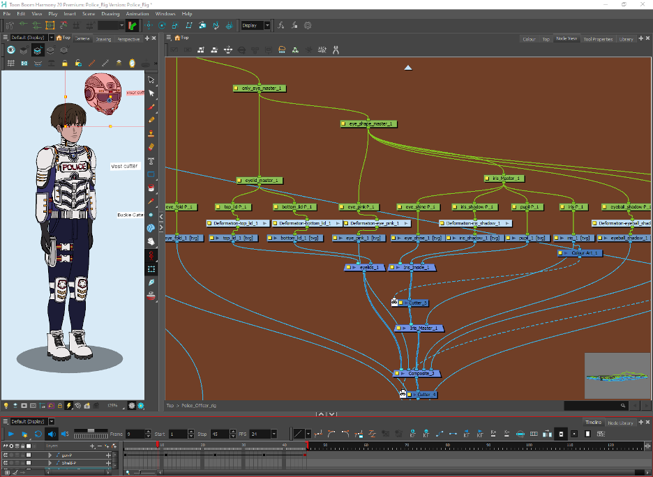 A view of the software that controls a digital puppet