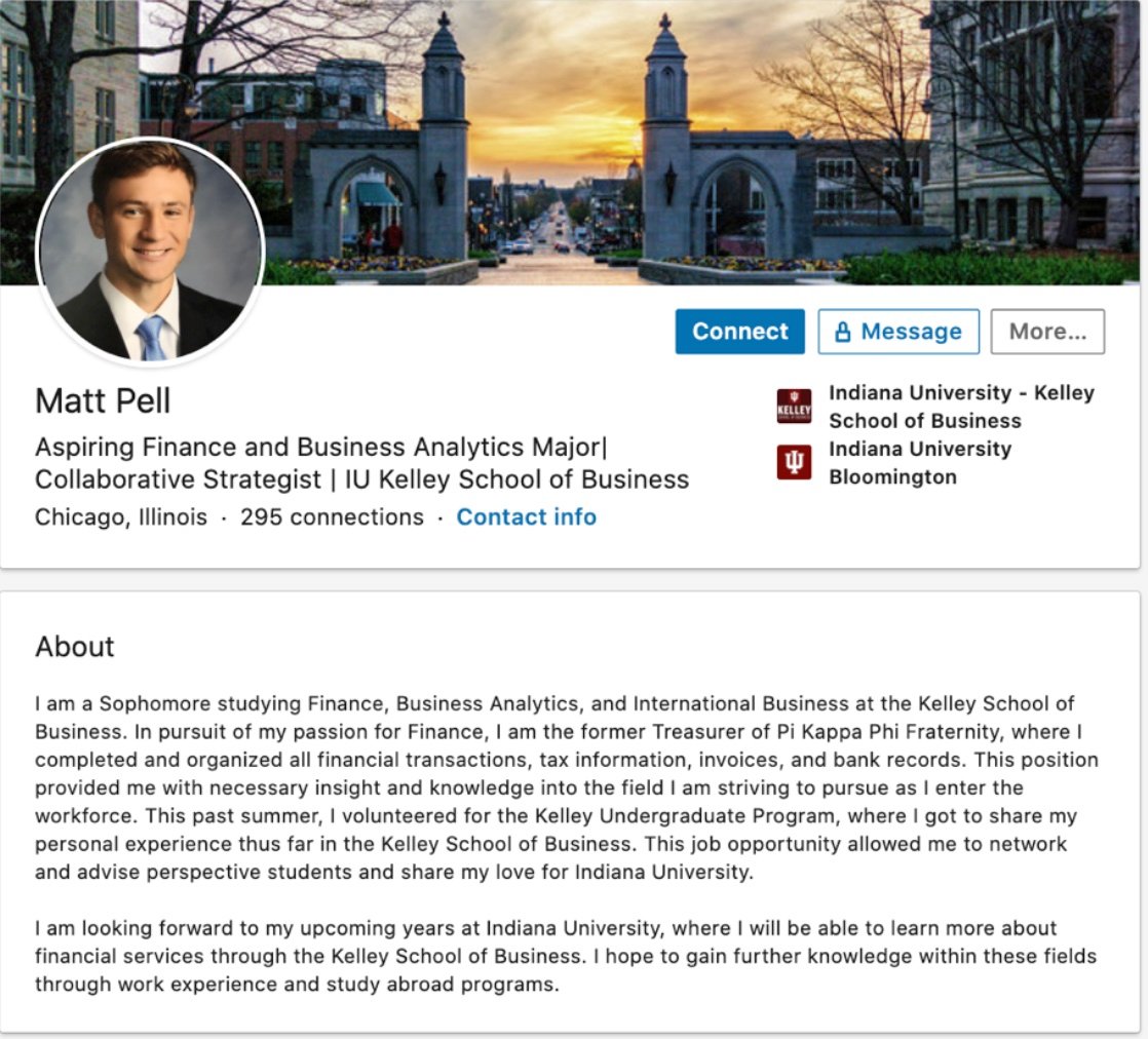 LinkedIn profile summary example