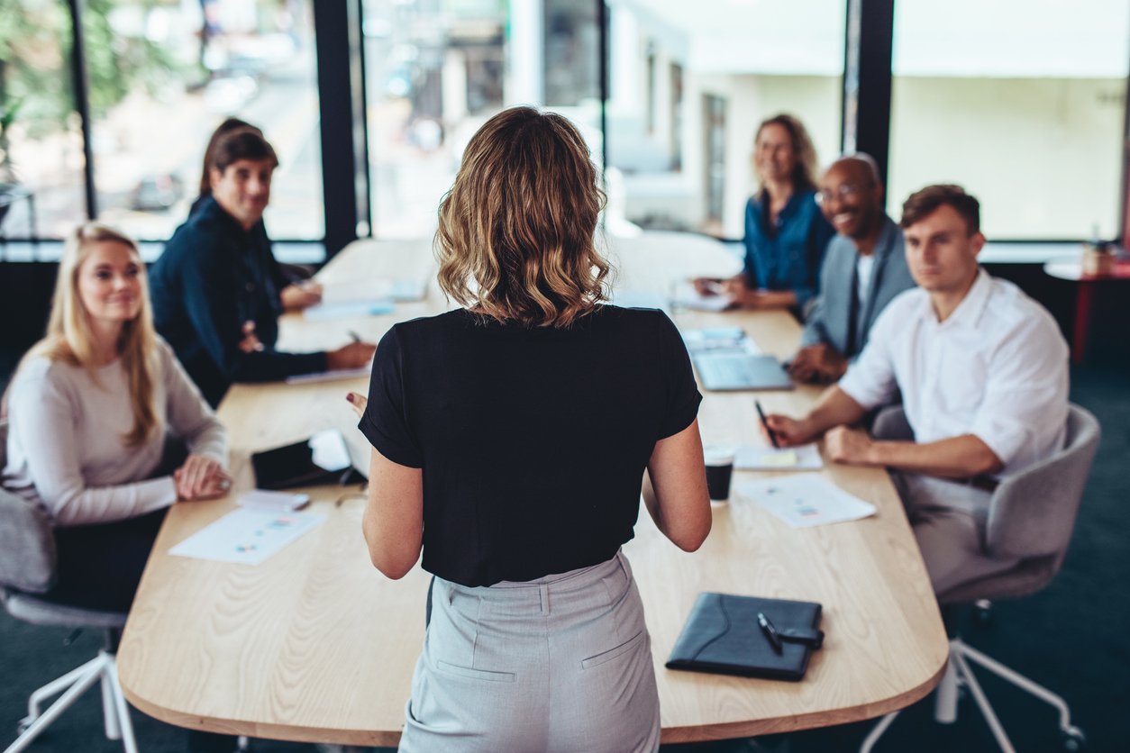 Businesswoman addressing a meeting