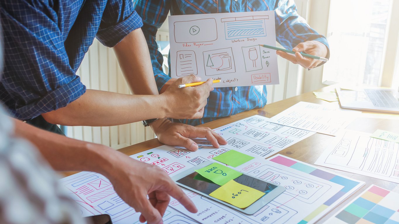 Team designing a mobile app