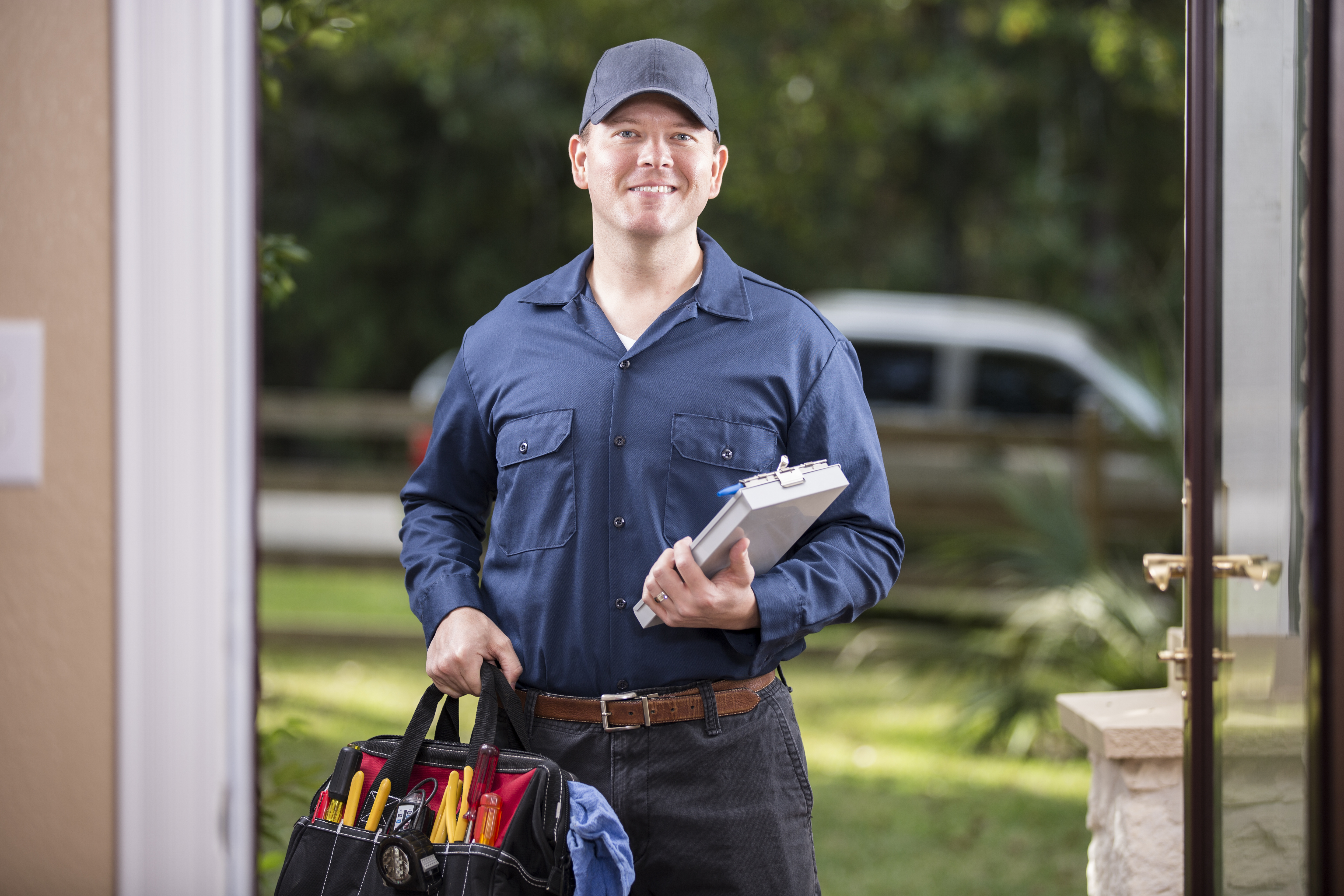 Install technician standing at customer’s door