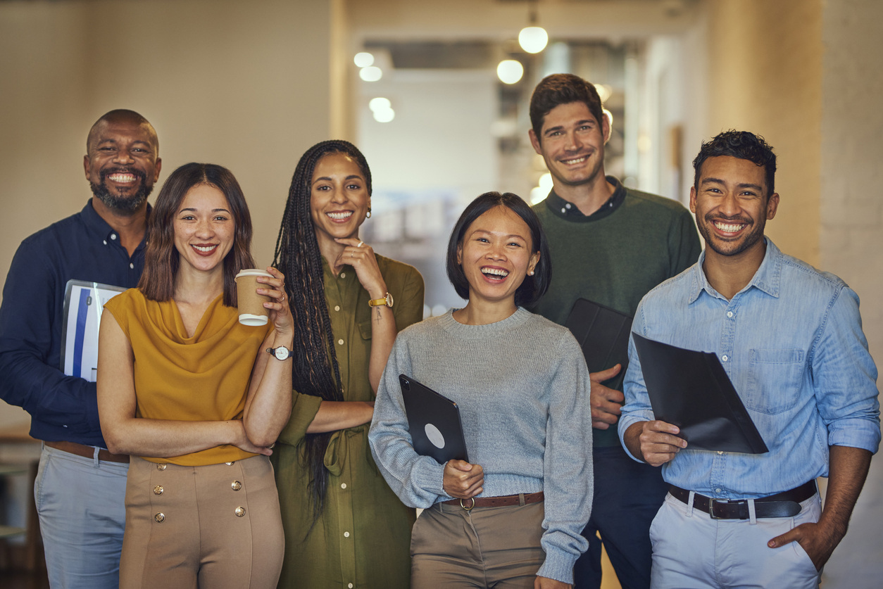 Diverse group of smiling businesspeople